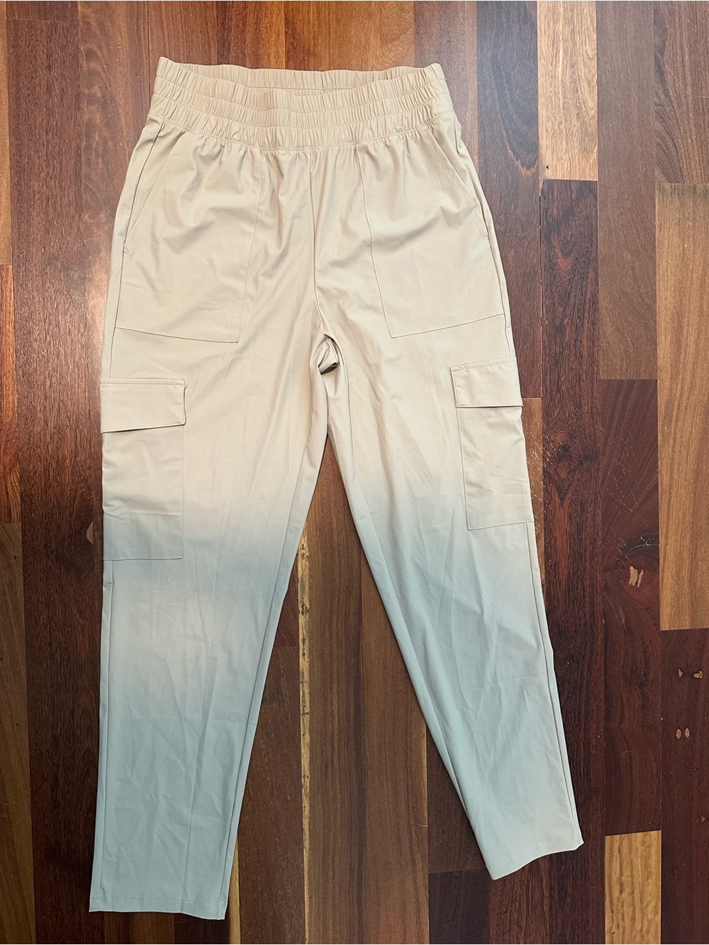 Women's Cream Cargo Joggers with Smocked Waist